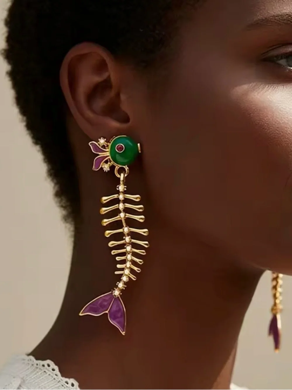 Fishbone Drop Earrings
